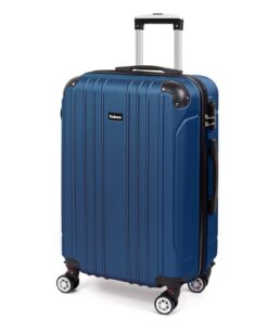 Valise Moyenne Taille Todeco 68cm Rigide e LégèreABS Bleu Foncé Valise de Voyage avec 4 Roues