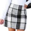 CUPSHE Mini Jupe à Carreaux Classique pour Femme, Mini Jupe en Lin Vintage Tendance Automne-Hiver avec Élastique à la Ta