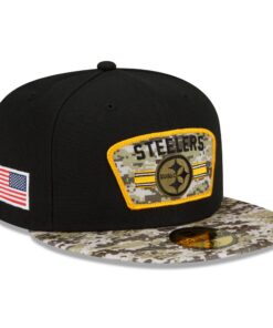 Casquette New Era 59Fifty Pittsburgh Steelers Homme Noir - Visière Plates Fitting Ferme Hiver Ete