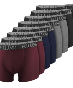 Fullluwaa Boxer Homme Lot de 8 Caleçons En Coton Confortables et Doux Avec Ceinture Élastique