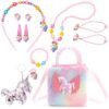 DKDDSSS Licorne Sac a Main 12 Pièces Ensemble de Bijoux Femmes Evening Party