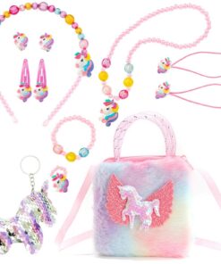 DKDDSSS Licorne Sac a Main 12 Pièces Ensemble de Bijoux Femmes Evening Party