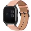 Bracelet de remplacement Wanme CuirCompatible pour Garmin Vivoactive 5/Venu Sq 2/Venu 2 Plus, Homme et Femme, Rose - Fon