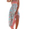 CUPSHE Robe longue d'été élégante pour femme, sans manches bretelles fines et volants, parfaite pour plage ou événements