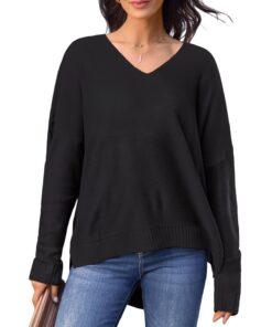 CUPSHE Hauts côtelés à col V pour femme - Manches longues - Versatile et confortable (Style vintage, T-shirt femme 3xl,