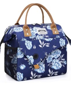 Lekesky Sac à déjeuner isotherme pour femme - 10 L - Bleu marine - Repas froids et chauds maintenus - Pratique pour le b