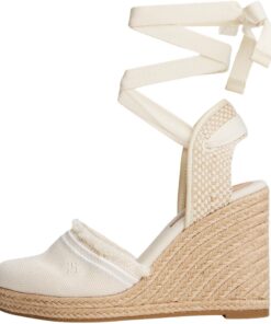 Tommy Hilfiger Femme Espadrilles compensées Fw0fw08878Canvas High Wedge Fringe