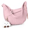 Sac Aucuu Grand en Velours Côtelé pour Femme avec Sangle Ajustable et Pendentif Nuage