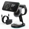 Chargeur Induction 3 En 1 Qi2-Certifié 15W Mag-Safe Sans Fil Noir pour iPhone 16/15/14/13/12 Série, Apple Watch et Airpo