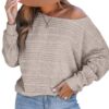 CUPSHEPull en tricot côtelé confortable pour femme, pulls à manches longues pour l'hiver chaud