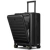 Valise cabine LEVEL8 avec poche avant pour ordinateur portable, noir, 55CM, 35L, avec 4 roulettes doubles pivotantes et