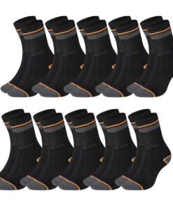 BLACK+DECKER Heavy Fabric Crew Lot de 10 paires de chaussettes de travail unisexes en coton renforcé Noir/gris | Taille