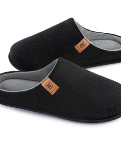 VeraCosy Pantoufles pour hommes confortables à enfiler en velours côtelé avec mousse à mémoire de forme, idéales pour l'