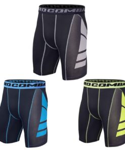 Rivccku Short de Compression Respirant pour Hommes Running Séchage Rapide Pantalons 3 Pièces Fitness Football Cyclisme