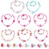 Hifot Bijoux Enfants Fille Coloré Bois Perles Licorne Papillon Hibou Princesse Accessoire Cadeau Anniversaire Fête