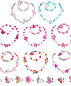 Hifot Bijoux Enfants Fille Coloré Bois Perles Licorne Papillon Hibou Princesse Accessoire Cadeau Anniversaire Fête