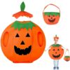Costume de Citrouille d'Halloween pour Enfant + Déguisement Citrouille Enfant avec Chapeau et Sacs à Bonbons + Fête Carn