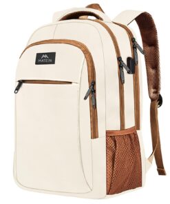 Sac à Dos MATEIN Homme 18,4 Pouces Grande Capacité USB Antivol Usage Professionnel et Éducatif Beige Marron
