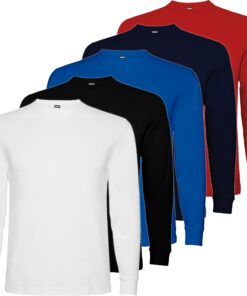 T-shirt à manches longues 100 % coton pour homme 13MW | Col rond | Lot de 5 | Sellé parmi les mots-clés recherchés
