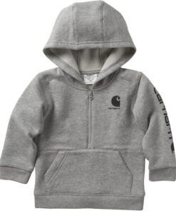 Carhartt Sweat à capuche demi-zippé pour garçon - Gris chiné 24 mois - Confortable et durable