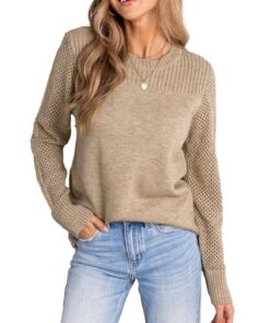 CUPSHE Pull décontracté en tricot doux pour femme - Col rond - Taille universelle