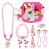 Hifot Bijoux Enfants Filles Licorne Sac à Main Set Princesse Bijoux Cadeaux Hifot Bijoux Enfants Filles Licorne Collier