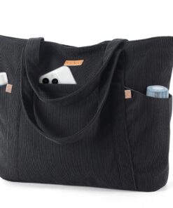 Lekespring Sac à Main Grand en Velours Côtelé Femme Fermeture Éclair Fer IHttp://localhost:3000/urlecoutePour Voyage Sho