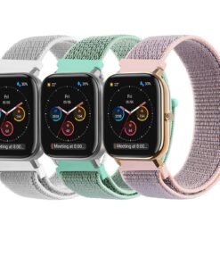 Bracelets Amazfit GTS 2 Mini GTS 2 GTS 3 Bip Bip Lite – Lot de 3 20 mm Nylon Velcro Reignable – Hommes Femmes Sportifs