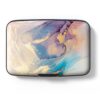 HSXNAM Étui pour cartes de crédit en aluminium avec blocage RFID - Mignon - Pour homme et femme - Marbre rose doré - Mo
