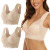 Brassières Push Up Sans Armature Anti-Affaissement Lot de 2 Femme Sportive Dentelle Soutien-Gorge Élastique Comfit Sexy