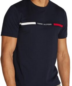Tommy Hilfiger T-Shirt Homme Manches Courtes Col Ras-du-Cou Comfortable Breathable Summer Essentials