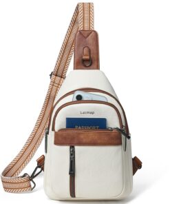 LATMAP Sac de Poitrine Femme PU Cuir Élégant Zip Crossbody Bag pour Voyage Élégante Femmes