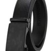 CHAOREN Ceinture Homme Cuir à Boucle à Cliquet Automatique, Ajustable et Découpée, Noir 35mm pour Tailles 90-100cm, Élég