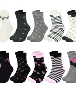 Chalier Cozy Paires de Chaussettes en Coton Motifs Rayures Pois Femmes Multicolores Fitness Marche Cadeaux Taille Unique
