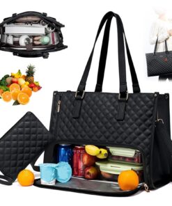 Sac Isotherme Repas Lunch Tote Bag pour Femme | Polyvalent 2 en 1 pour Travail École Pique-Nique | 15,6 Pouces Ordinateu