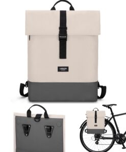 LARKSON Sacoche Vélo Beige Gris : Sac à Dos et Sacoche Arrière Multifonctionnelles pour Cyclistes - Resistant à l'Eau
