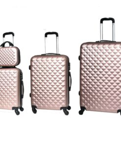 Valises CELIMS Rigide Set 4 Pièces Voyageurs Femmes Hommes Taille Adaptable Rose Doré