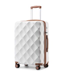British Traveller Valise 91L - Ultra Léger 7|5x49x30.5cm avec 4 Roulettes 360° et Serrure TSA (Blanc)