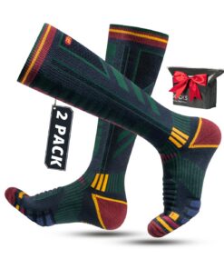 Chaussettes de ski Rahhint en laine mérinos thermiques pour hommes, femmes et adolescents, rembourrées et hautes jusqu'a