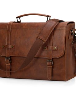 Sac à Ordinateur RAINSMORE 17.3 Pouces Homme Cuir PU Imperméable Marron Donna Donna Donna Travail Affaires