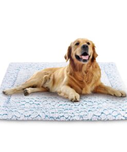 Tapis Aspand pour Chien Grande Taille, Matelas Douillet Bleu, 94x61cm pour Cage ou Voyage Facile à Nettoyer