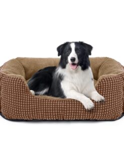 FURTIME Lit pour Chien Lavable et Antidérapant, Panier pour Chiens et Chats de Taille Moyenne 63x53x20cm, Coussin de Dou