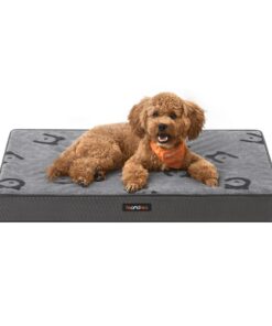 Feandrea Dog Bed, Durable Hydrophobic Dog Cushion with Removable Cover, Double-Sided Use, 76x51x8cm Grey M Size PGW241G0