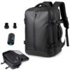Sac à dos de voyage sous vide à compression par airbag, antivol TSA, 36-60 L pour femme/homme, trekking/travail, noir, s