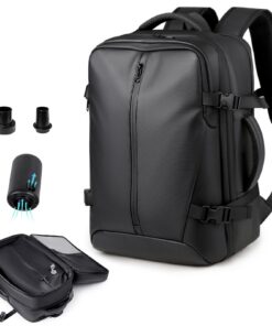 Sac à dos de voyage sous vide à compression par airbag, antivol TSA, 36-60 L pour femme/homme, trekking/travail, noir, s