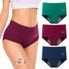 Culottes menstruelles RUIXUE en coton, hauteur de taille, écologiques, adaptées aux flux léger à abondant, lavables, 3PC
