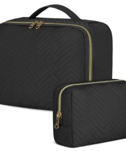 IGOLUMON Sac à Cosmétiques Femme Grande Capacité Trousse Maquillage Imperméable pour Voyage et Sorties 2 Pièces