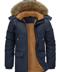 TOMEEK Manteaux Homme Hiver Parka Chaud Veste en Polaire Coupe-vent Poches Amovible Outdoor