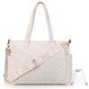 Cozary Tote Bag en Velours Côtelé Grand Format pour Femme et Homme avec Bandoulière Réglable et Poche Éclair