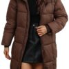 FEOYA Manteau Duvet Femme Chic et Chauffant d'Hiver Zippé avec Capuche en Coton